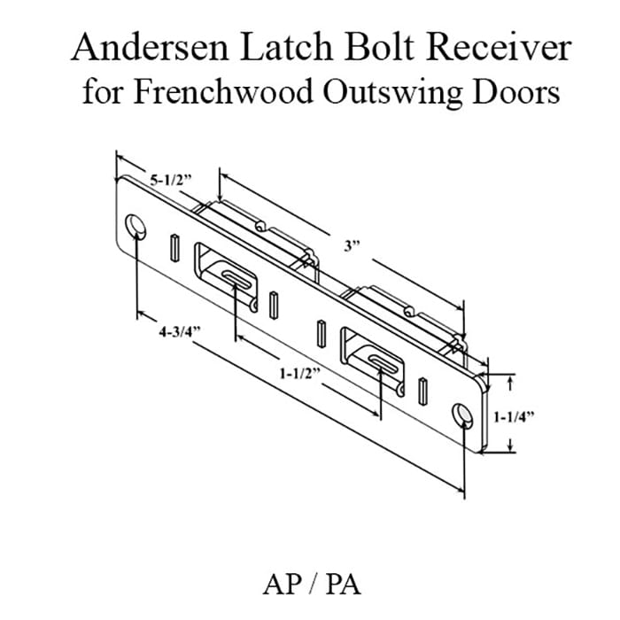Andersen Latch Bolt Receiver for Frenchwood Outswing Doors - Andersen Latch Bolt Receiver for Frenchwood Outswing Doors
