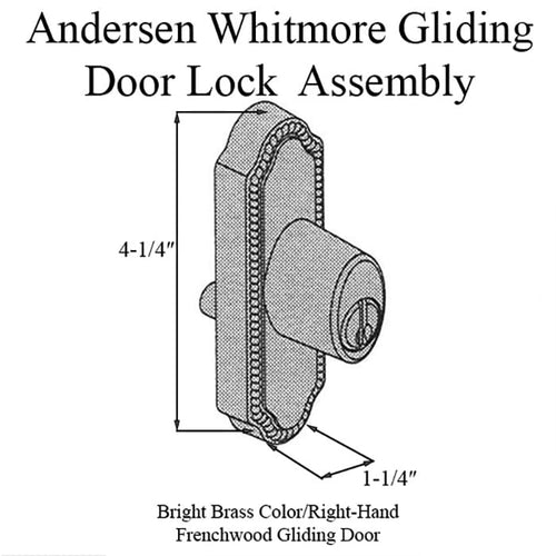 Andersen Frenchwood Gliding Door - Keyed Lock - Right Hand - Bright Brass - Andersen Frenchwood Gliding Door - Keyed Lock - Right Hand - Bright Brass