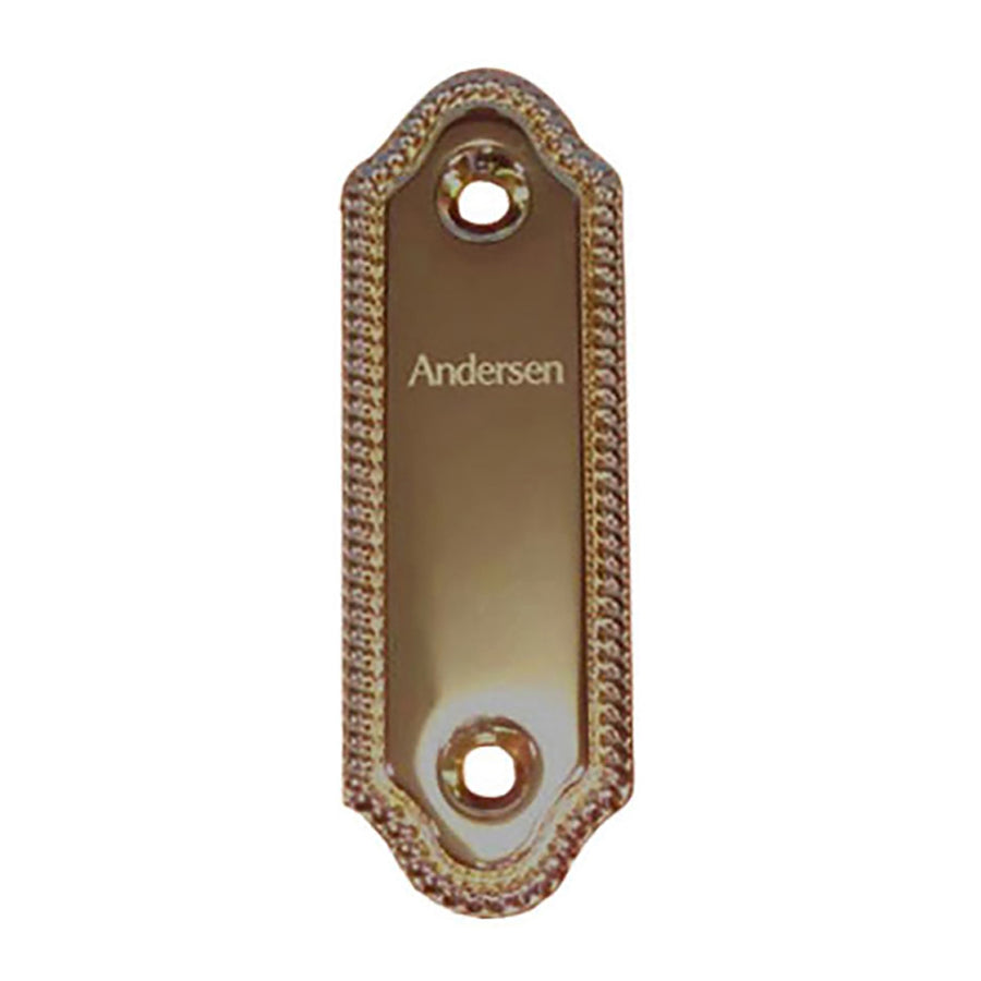 Andersen Frenchwood Gliding Door - Cover/Logo Plate - Whitmore - Antique Brass - Andersen Frenchwood Gliding Door - Cover/Logo Plate - Whitmore - Antique Brass