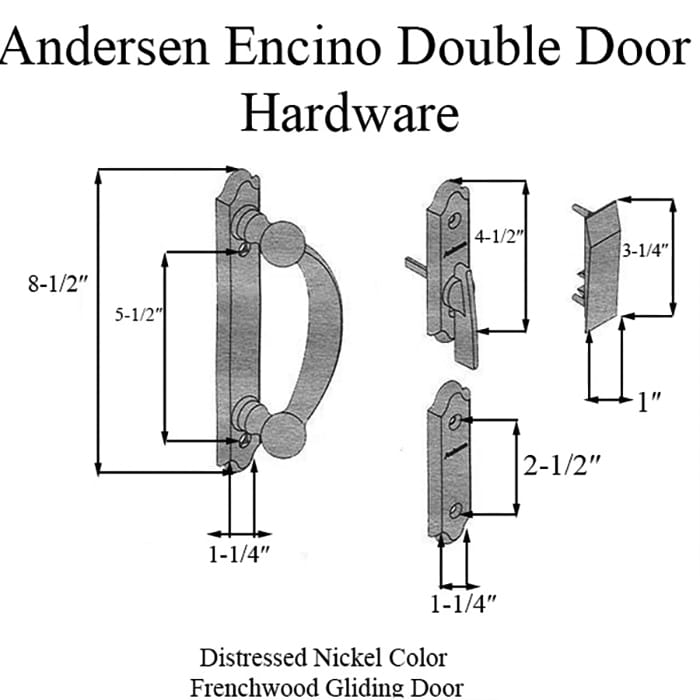 Andersen Frenchwood Gliding Door Trim Encino, 4 Panel Interior & Exterior - Distressed Nickel - Andersen Frenchwood Gliding Door Trim Encino, 4 Panel Interior & Exterior - Distressed Nickel