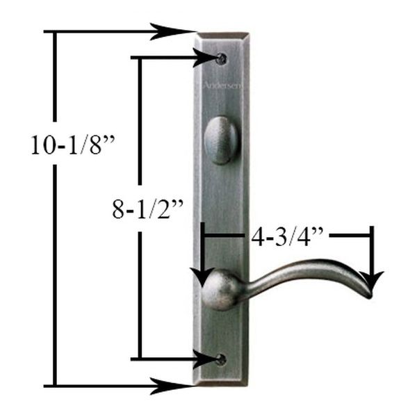 Andersen Yuma Single Door Hardware Kit - Active, Non-Keyed - Distressed Nickel - Andersen Yuma Single Door Hardware Kit - Active, Non-Keyed - Distressed Nickel