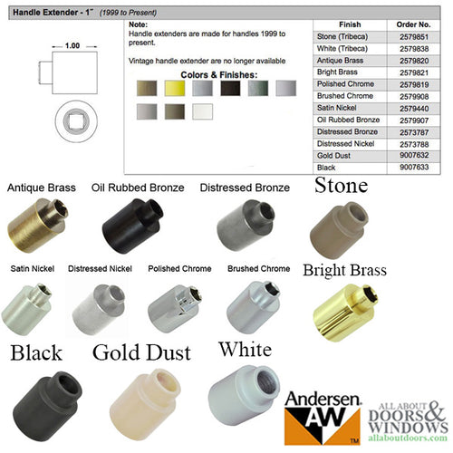 Handle extender for Andersen Frenchwood trim sets - Distressed Bronze - Handle extender for Andersen Frenchwood trim sets - Distressed Bronze