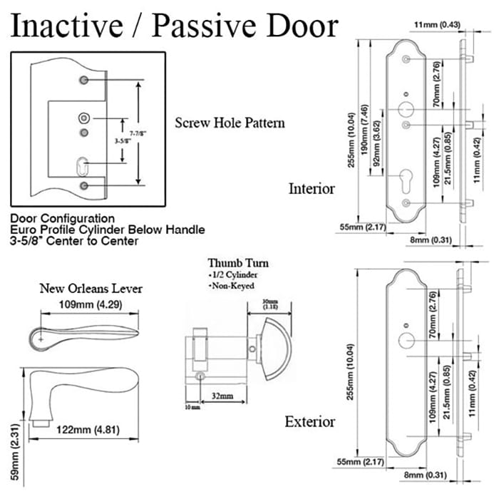 New Orleans M1610 / 3965N Inactive Handleset Oil-Rubbed Brass - New Orleans M1610 / 3965N Inactive Handleset Oil-Rubbed Brass
