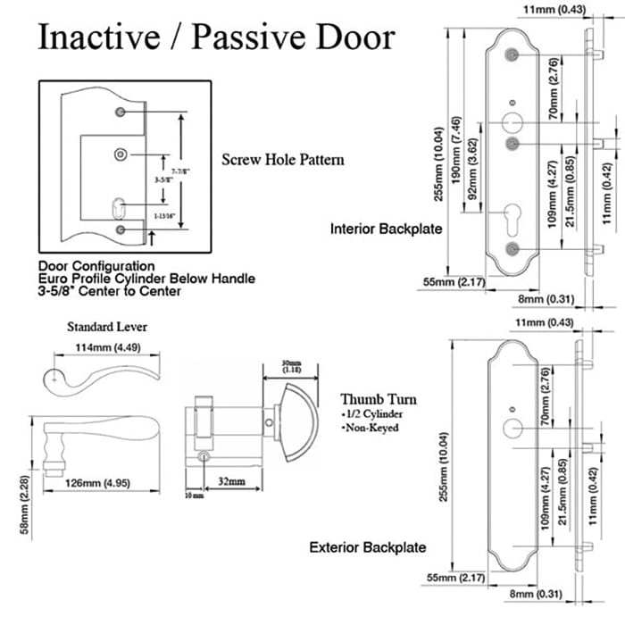 Munchen M112PL / 3965N Lock Trim – Inactive Door – Rustic Umber - Munchen M112PL / 3965N Lock Trim – Inactive Door – Rustic Umber