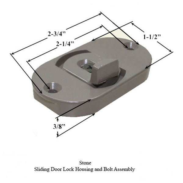 Andersen 3-Panel Perma-Shield Gliding Door - Lock Housing and Bolt Assembly,  - Stone - Andersen 3-Panel Perma-Shield Gliding Door - Lock Housing and Bolt Assembly,  - Stone