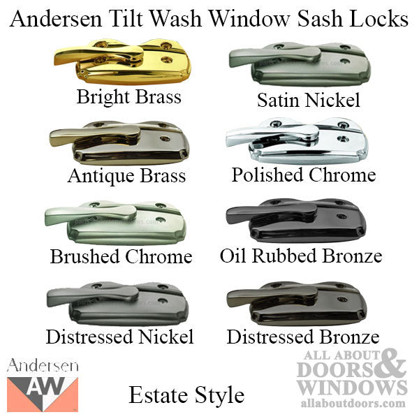 Andersen Tilt-Wash (DC) and Tilt-Wash (TW) Windows - Estate Series Sash Lock,  Satin Nickel - Andersen Tilt-Wash (DC) and Tilt-Wash (TW) Windows - Estate Series Sash Lock,  Satin Nickel