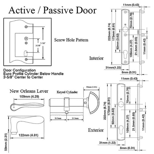 Hoppe Multipoint Handle Set with New Orleans Lever Active Satin Nickel - Hoppe Multipoint Handle Set with New Orleans Lever Active Satin Nickel