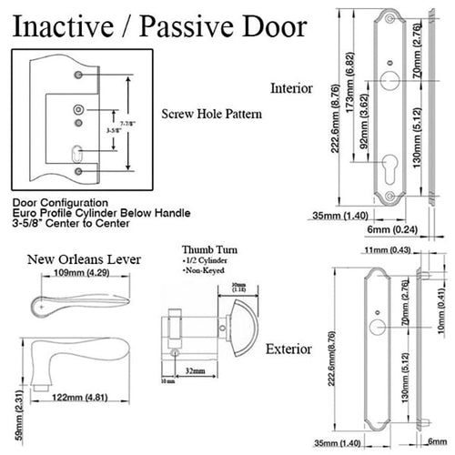 Handleset, New Orleans M1610/374N, Inactive - Resista Brass - Handleset, New Orleans M1610/374N, Inactive - Resista Brass