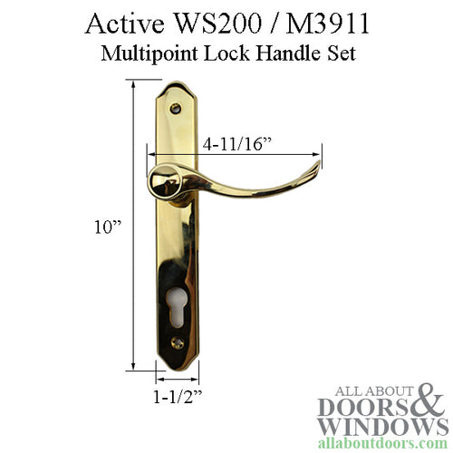 Active WS200 / M3911 Multipoint Lock Handle Set - PVD Polished Brass - Active WS200 / M3911 Multipoint Lock Handle Set - PVD Polished Brass