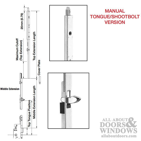 16mm Manual Middle Extension Shootbolt-Tongue at 9.84