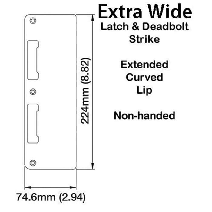Strike Plate, PC0024N, Extra Wide Latch & Deadbolt  2.94 x 8.82 - Brass - Strike Plate, PC0024N, Extra Wide Latch & Deadbolt  2.94 x 8.82 - Brass