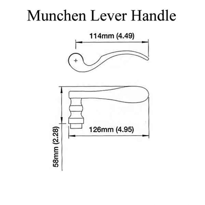 Munchen Lever Handle for Left Handed Multipoint Lock Handlesets - Antique Nickel - Munchen Lever Handle for Left Handed Multipoint Lock Handlesets - Antique Nickel