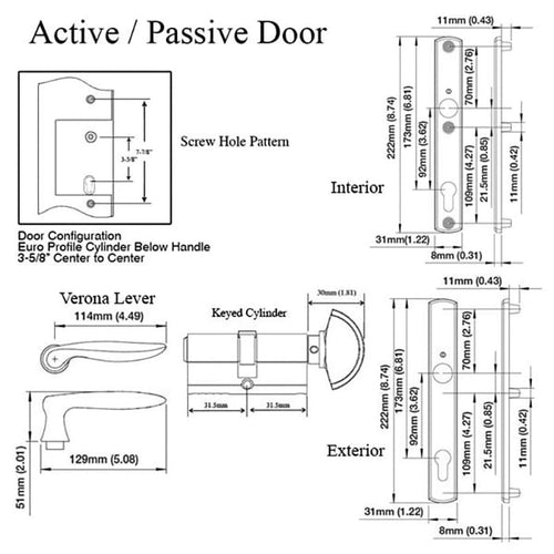 Hoppe Multipoint Lock Handle Set with Verona Lever Active Resista Brass - Hoppe Multipoint Lock Handle Set with Verona Lever Active Resista Brass