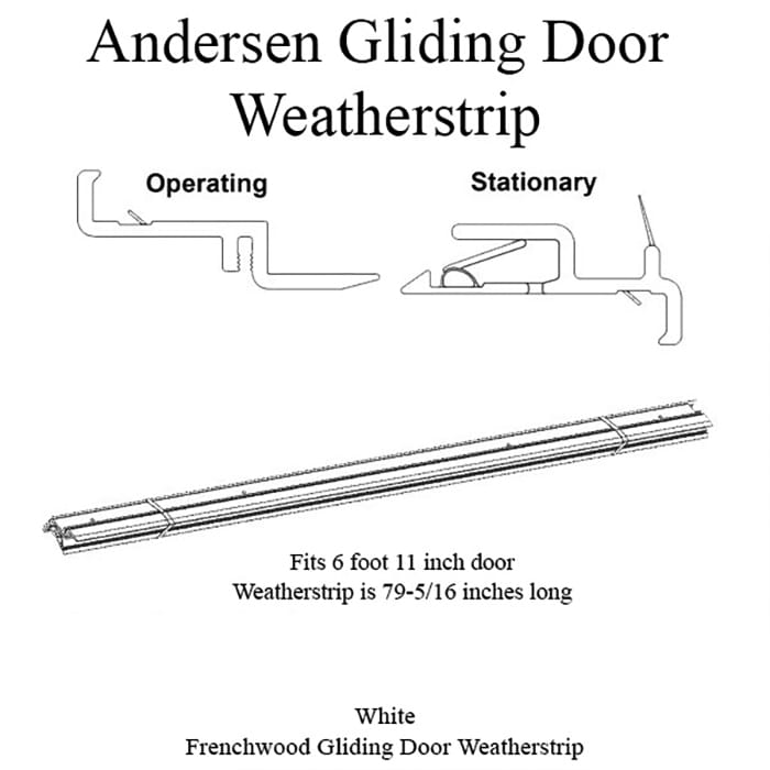 Andersen Window Frenchwood Gliding Door Complete Weatherstrip Set - 1990-Present, 6 ft 11 in, White - Andersen Window Frenchwood Gliding Door Complete Weatherstrip Set - 1990-Present, 6 ft 11 in, White