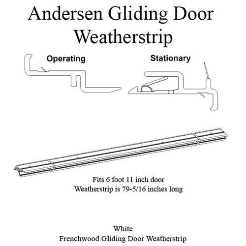 Andersen Window Frenchwood Gliding Door Complete Weatherstrip Set - 1990-Present, 6 ft 11 in, White - Andersen Window Frenchwood Gliding Door Complete Weatherstrip Set - 1990-Present, 6 ft 11 in, White