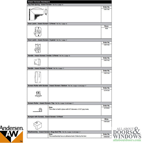 Andersen Window - PSII Gliding Doors - 2 Panel Inside Screen Door Handle - Stone - Andersen Window - PSII Gliding Doors - 2 Panel Inside Screen Door Handle - Stone