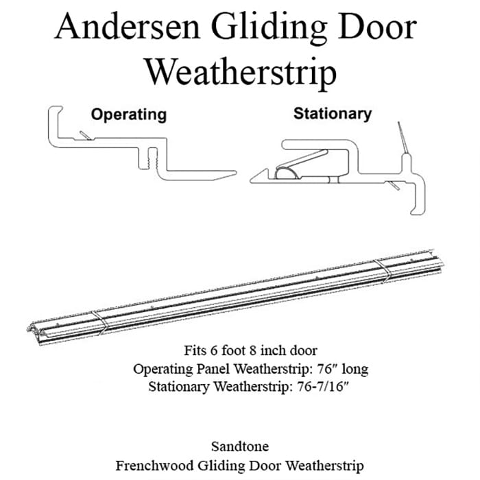 Andersen Frenchwood Gliding Door Complete Weatherstrip Set - 1990-Present, 6 ft 8 in, Sandtone - Andersen Frenchwood Gliding Door Complete Weatherstrip Set - 1990-Present, 6 ft 8 in, Sandtone
