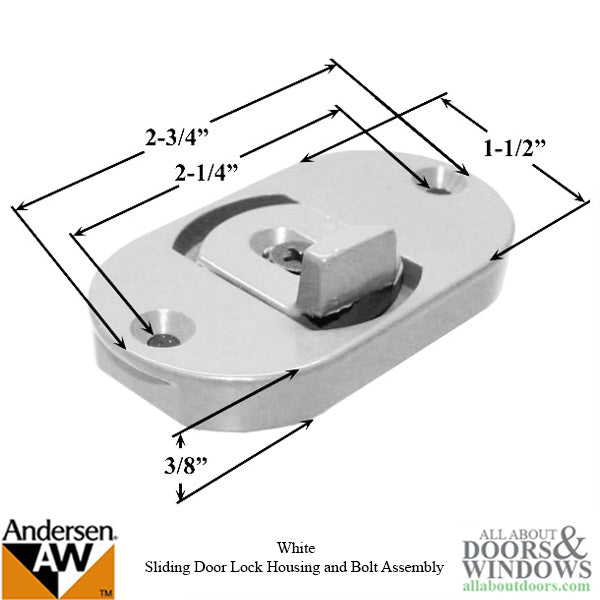 Andersen 3-Panel Door Lock Housing and Bolt Assembly - White - Andersen 3-Panel Door Lock Housing and Bolt Assembly - White