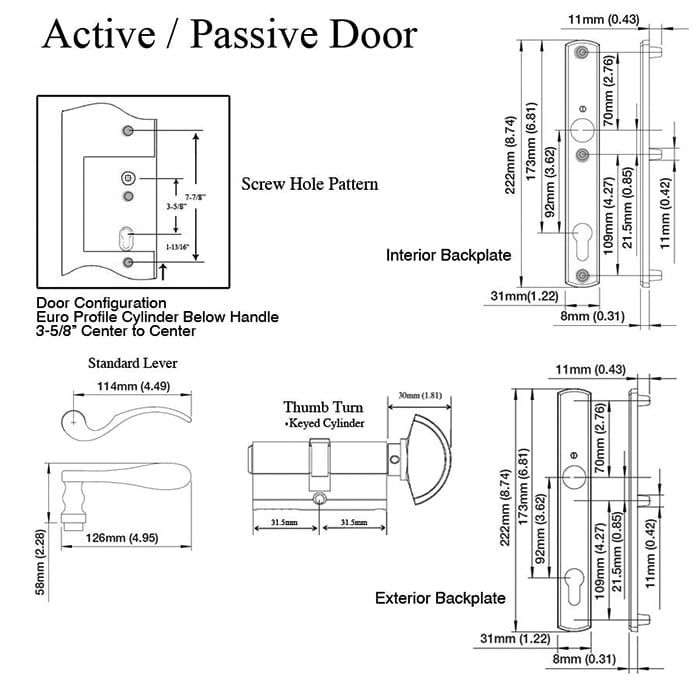 HOPPE Multipoint Lock Handle Set with Munchen Lever Active Resista Brass - HOPPE Multipoint Lock Handle Set with Munchen Lever Active Resista Brass