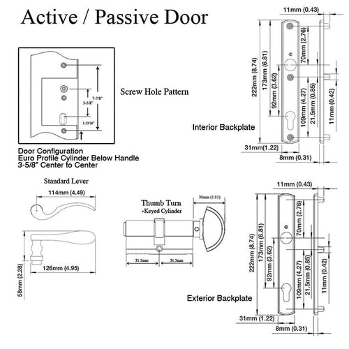 HOPPE Multipoint Lock Handle Set with Munchen Lever Active Resista Brass - HOPPE Multipoint Lock Handle Set with Munchen Lever Active Resista Brass