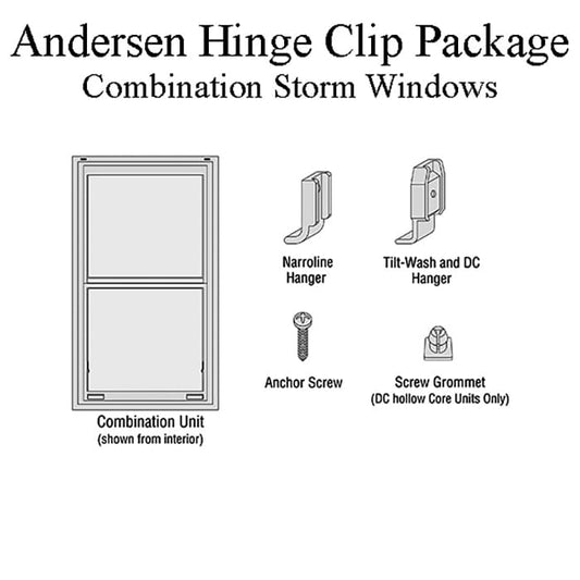 Andersen Hinge Clip Package For Narroline Woodwright Tilt-Wash Combination Storm Windows White