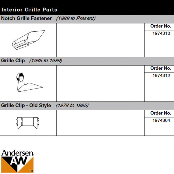 Andersen Grille Fastener Stainless Steel Clip For Interior Grille For Windows From 1985-1989 - Andersen Grille Fastener Stainless Steel Clip For Interior Grille For Windows From 1985-1989