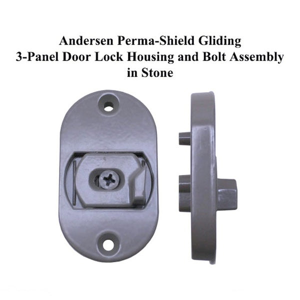 Andersen 3-Panel Perma-Shield Gliding Door - Lock Housing and Bolt Assembly,  - Stone - Andersen 3-Panel Perma-Shield Gliding Door - Lock Housing and Bolt Assembly,  - Stone