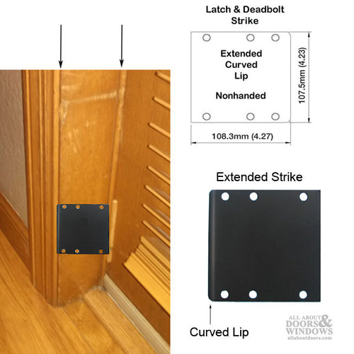 Strike Plate, Extended 4.27x 4.23 Curved Lip - Oil Rubbed Brass - Strike Plate, Extended 4.27x 4.23 Curved Lip - Oil Rubbed Brass