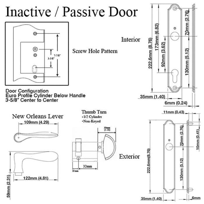 Handleset, New Orleans M1610/374N, Inactive - Satin Nickel - Handleset, New Orleans M1610/374N, Inactive - Satin Nickel