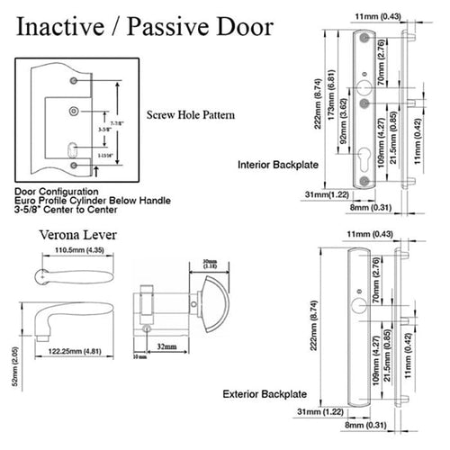 HOPPE Multipoint Lock Handleset with Verona Lever Inactive - HOPPE Multipoint Lock Handleset with Verona Lever Inactive