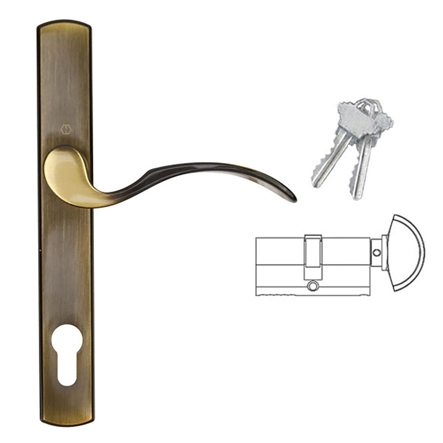 HOPPE Multipoint Lock Handle Set with Munchen Lever Active Antique Brass - HOPPE Multipoint Lock Handle Set with Munchen Lever Active Antique Brass