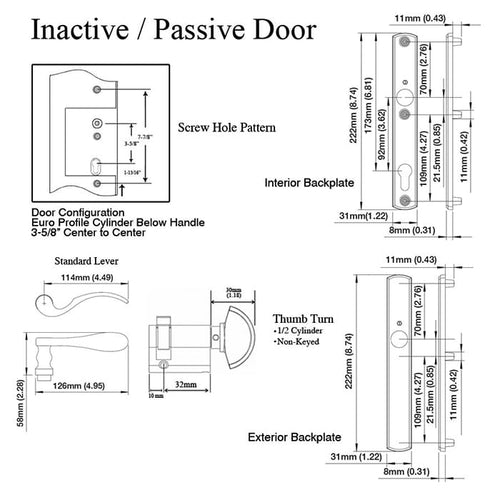 HOPPE Multipoint Lock Handleset, Munchen, M112PL/216N, Solid Brass - Antique Nickel, Inactive - HOPPE Multipoint Lock Handleset, Munchen, M112PL/216N, Solid Brass - Antique Nickel, Inactive