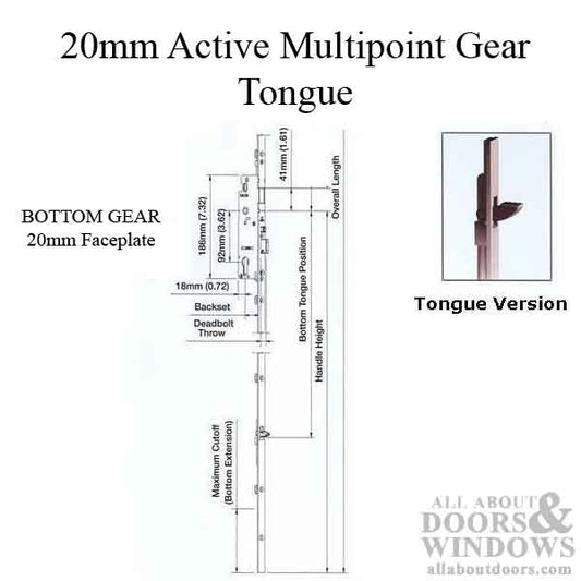 20mm Manual Gear, 35/92, Tongue @ 29.65" 1" D/B