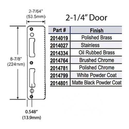 Latch & Deadbolt Strike Plate 2-¼ Inch Door PC0015N Black Finish - Latch & Deadbolt Strike Plate 2-¼ Inch Door PC0015N Black Finish