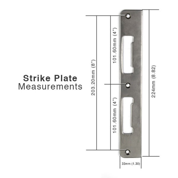 Strike Plate PC0039N – Latch & Deadbolt – 1.30 x 8.82 – Stainless Steel - Strike Plate PC0039N – Latch & Deadbolt – 1.30 x 8.82 – Stainless Steel