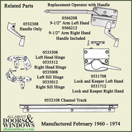 Discontinued Andersen Right Hand Operator, 9-1/2 Inch Arm, Round Shoe - Bronze - Discontinued Andersen Right Hand Operator, 9-1/2 Inch Arm, Round Shoe - Bronze