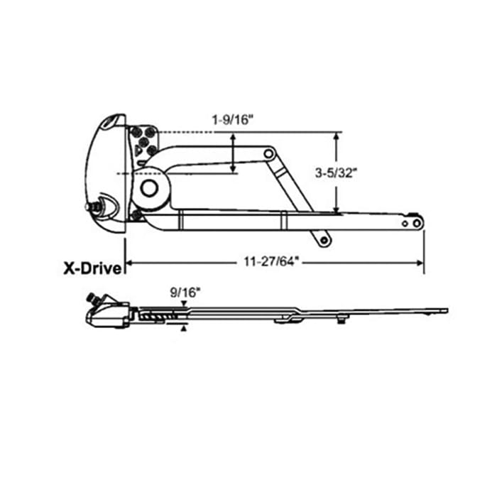 Roto 11-7/16 Dual Arm, X-Drive, LH Vinyl Window Application - White - Roto 11-7/16 Dual Arm, X-Drive, LH Vinyl Window Application - White