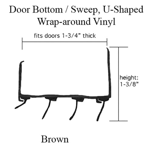 Door Bottom / Sweep, U-Shaped Wrap-around Vinyl - Brown - Door Bottom / Sweep, U-Shaped Wrap-around Vinyl - Brown