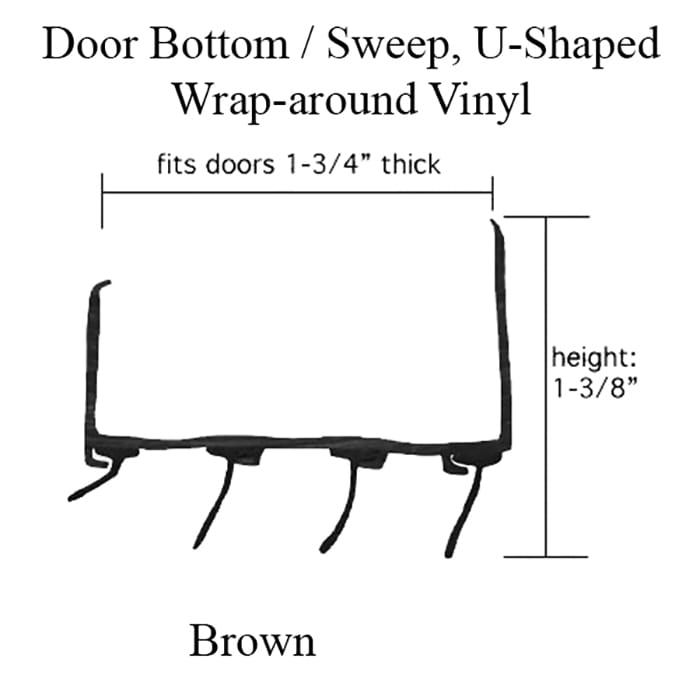 Door Bottom / Sweep, U-Shaped Wrap-around Vinyl - Brown - Door Bottom / Sweep, U-Shaped Wrap-around Vinyl - Brown