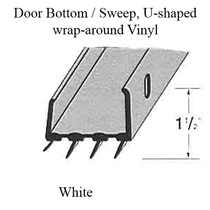 Door Bottom / Sweep, U-shaped wrap-around Vinyl -  White - Door Bottom / Sweep, U-shaped wrap-around Vinyl -  White