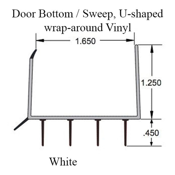 Door Bottom / Sweep, U-shaped wrap-around Vinyl -  White - Door Bottom / Sweep, U-shaped wrap-around Vinyl -  White