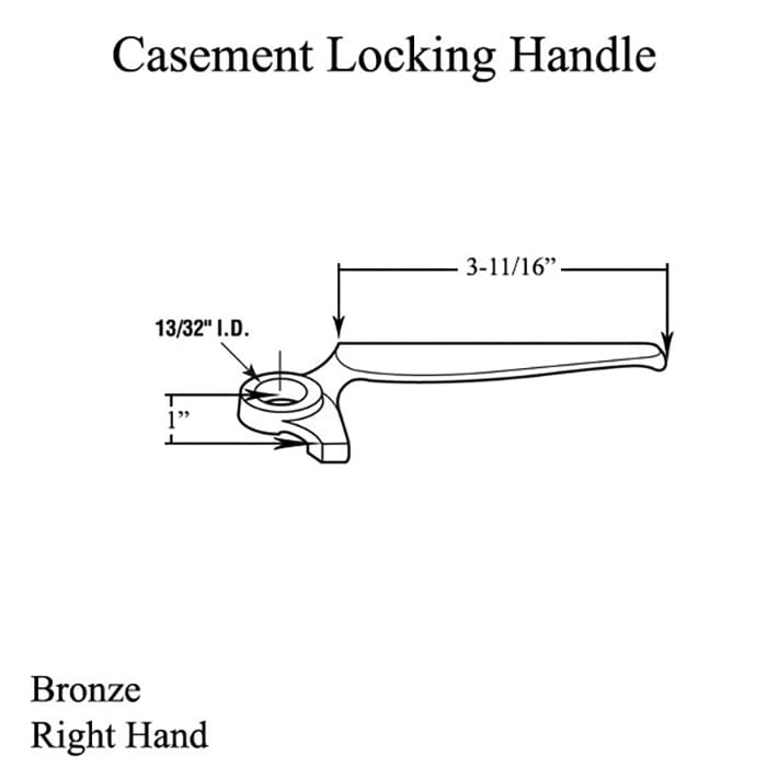 Casement Window Locking Handle, Right Hand, 13/32
