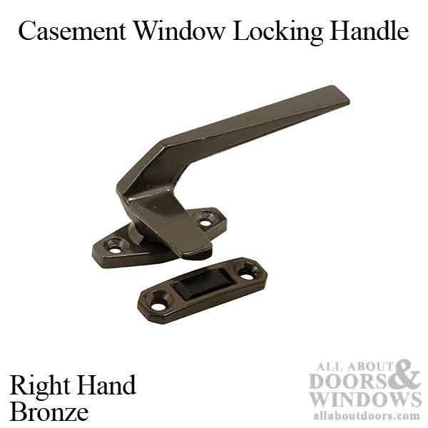 Casement Window Locking Handle, 1-1/2 Inch Hole Centers, Right Hand - Bronze - Casement Window Locking Handle, 1-1/2 Inch Hole Centers, Right Hand - Bronze