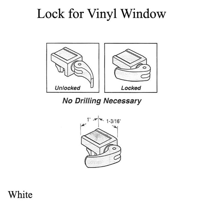 Lock for Vinyl Windows - White - Lock for Vinyl Windows - White