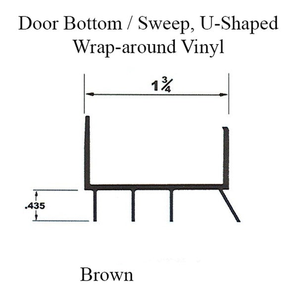 Door Bottom / Sweep, U-Shaped Wrap-around Vinyl - Brown - Door Bottom / Sweep, U-Shaped Wrap-around Vinyl - Brown