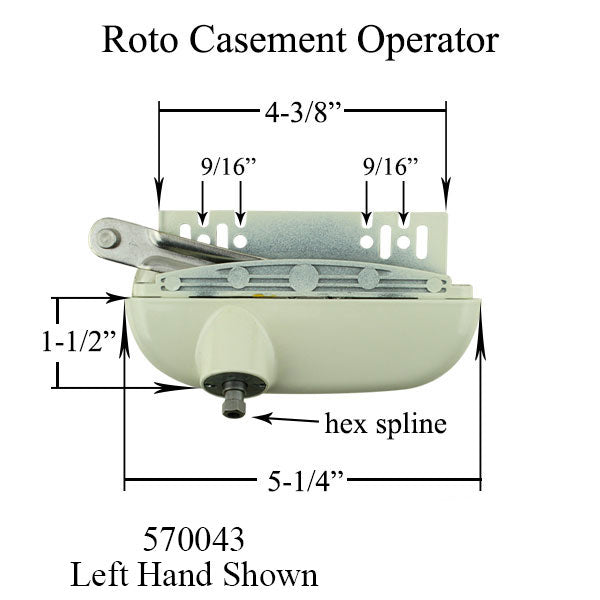 Roto Casement Operator -Hex Spline, Left Hand- Choose Color - Roto Casement Operator -Hex Spline, Left Hand- Choose Color