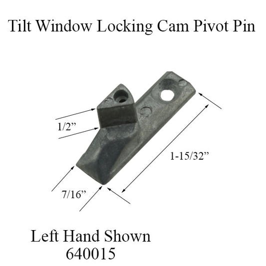 Tilt Window Cam Pivot Pin, Zinc, Left Hand - Mill Finish