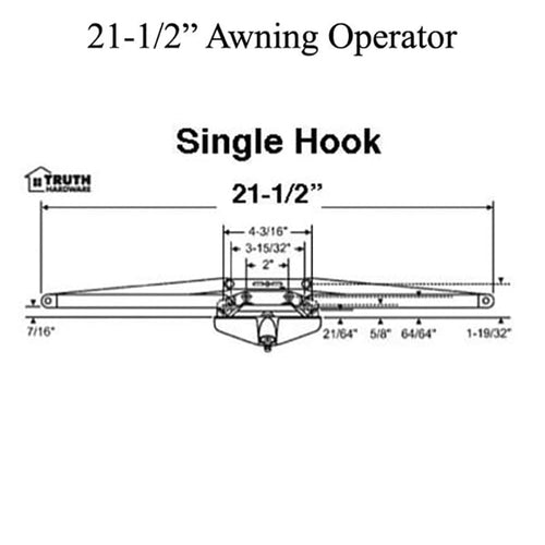 Truth Awning Operator, 21-1/2 inch Single Hook Roto Gear Operator Choose Color - Truth Awning Operator, 21-1/2 inch Single Hook Roto Gear Operator Choose Color