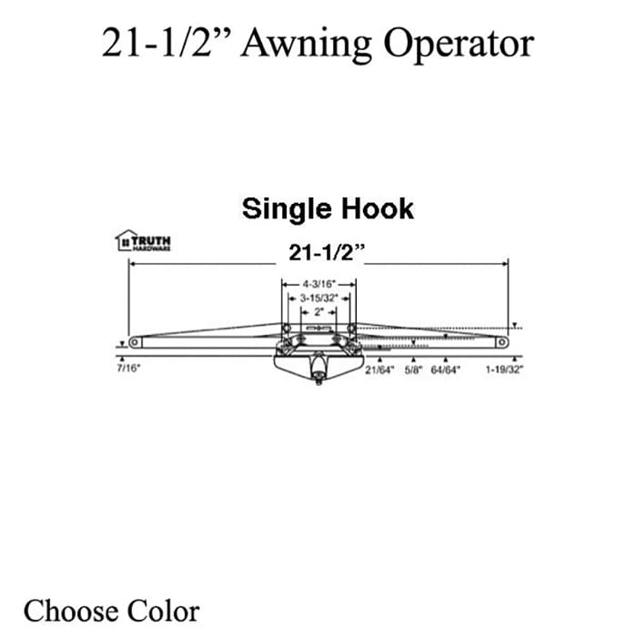 Truth Awning Operator, 21-1/2 inch Single Hook Roto Gear Operator Choose Color - Truth Awning Operator, 21-1/2 inch Single Hook Roto Gear Operator Choose Color