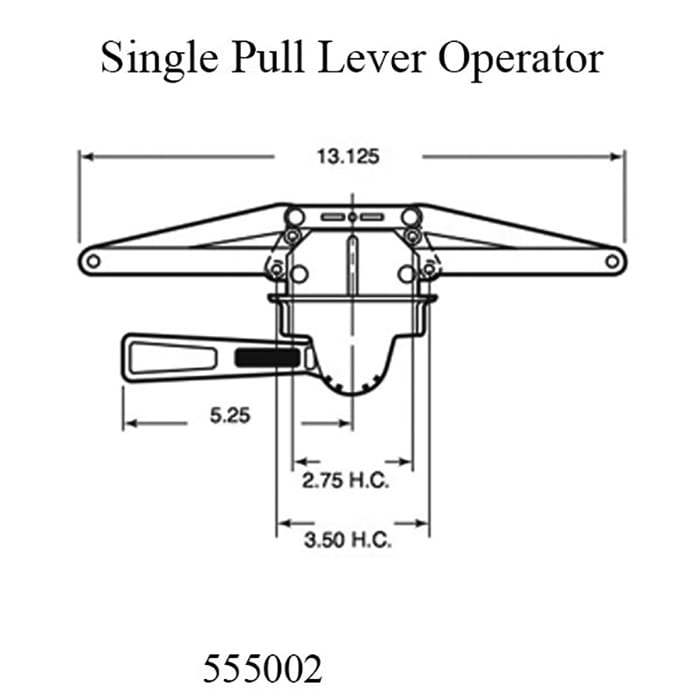 Truth Operator, Single Pull Lever, 13-1/8 inch - Longer F-Plate - Truth Operator, Single Pull Lever, 13-1/8 inch - Longer F-Plate